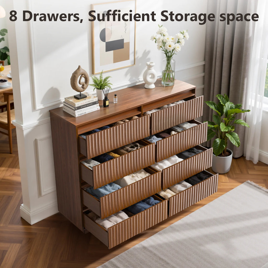 Wood Dresser, 6 Drawer Dresser for Bedroom, Modern Chest of Drawers with Deep Drawers Waterproof Living Room, Hallway, Entryway
