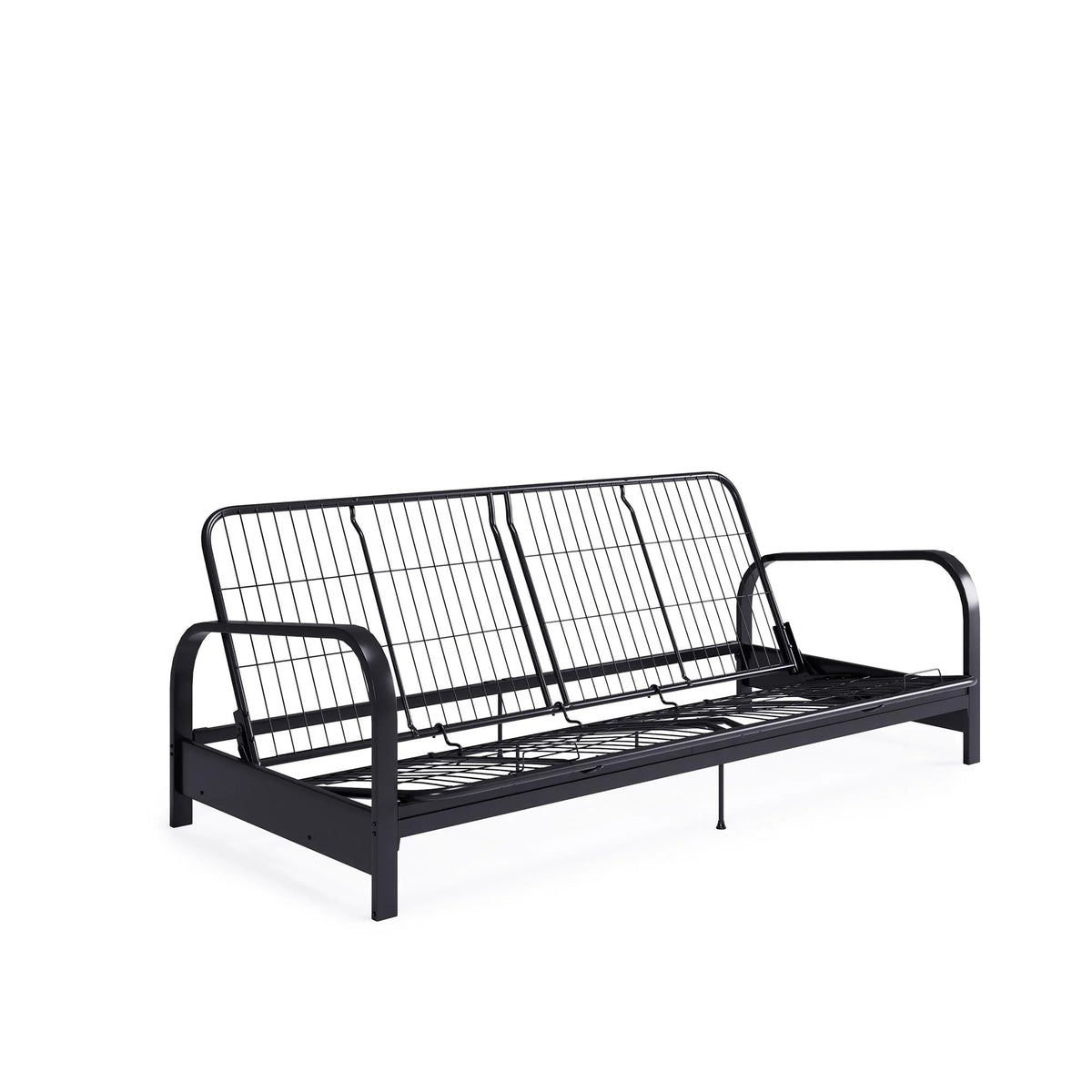 DHP College Metal Arm Futon, Black Frame with Gray Mattress