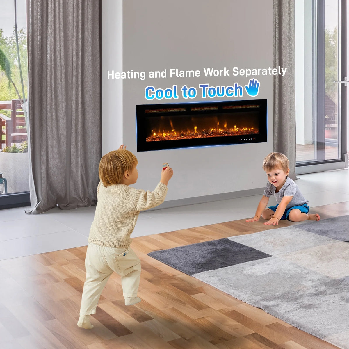 Ktaxon 30" Electric Fireplace, Freestanding/Inserts/Wall Mounted Fireplace Heater with Remote Control, 12 Adjustable Flame Colors, Log & Crystal, 8H Timer for Living Room, Bedroom
