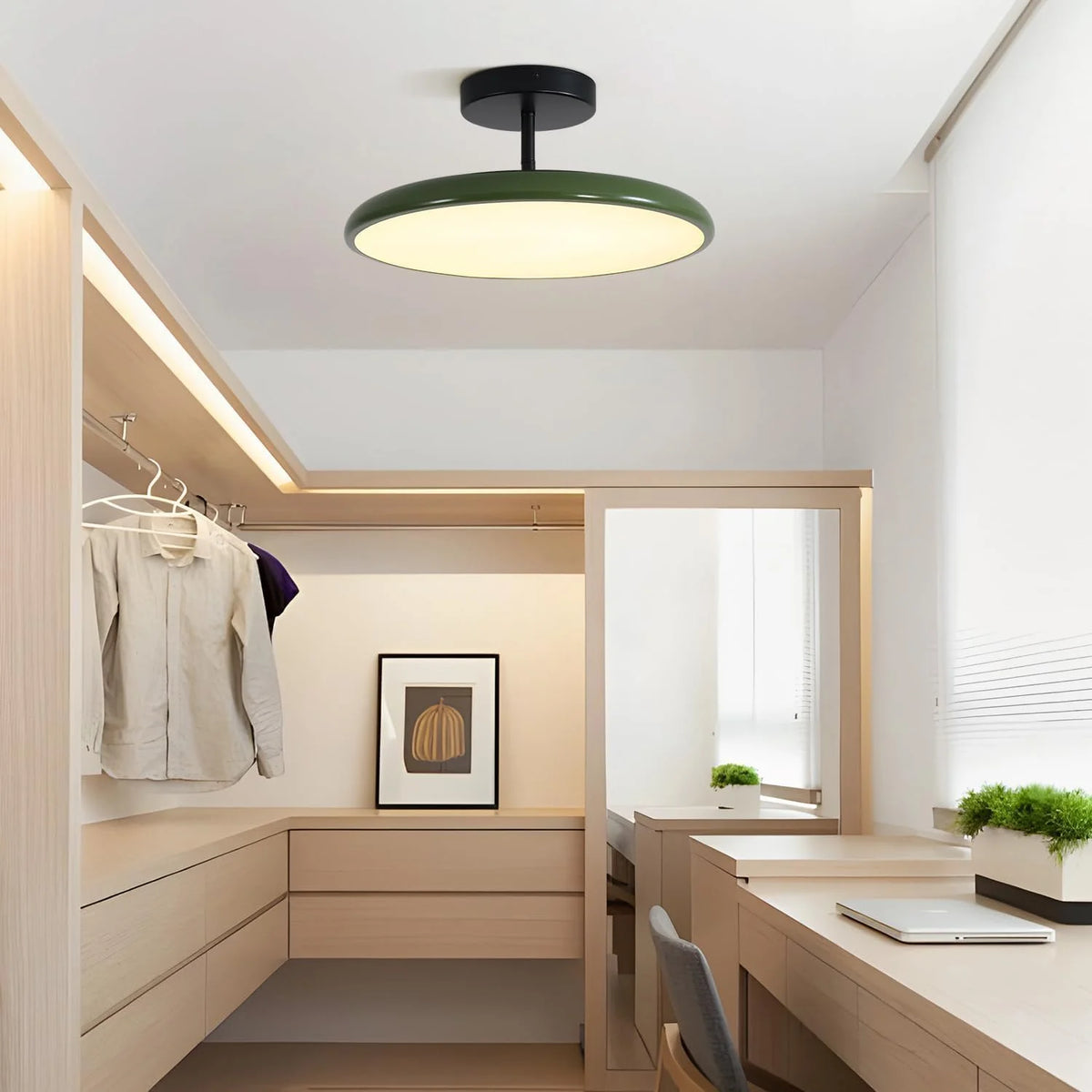 KCO Lighting Vintage Green Ceiling Light Contemporary Black Metal Flush Mount Mid Century Modern Entryway Semi Flush Mount LED Hallway Light Fixture