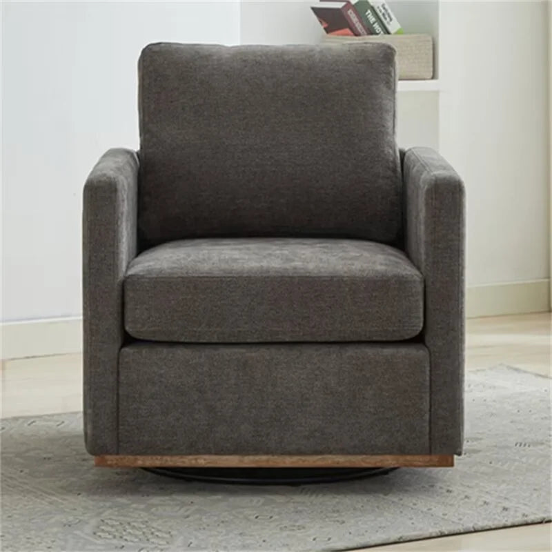 Swivel Accent Chair, Modern Chenille Upholstered Lounge Chair Armchair with 360 Degree Swiveling Base, Leisure Club Chair Comfy Accent Single Sofa Chair for Nursery Bedroom Living Room, Taupe