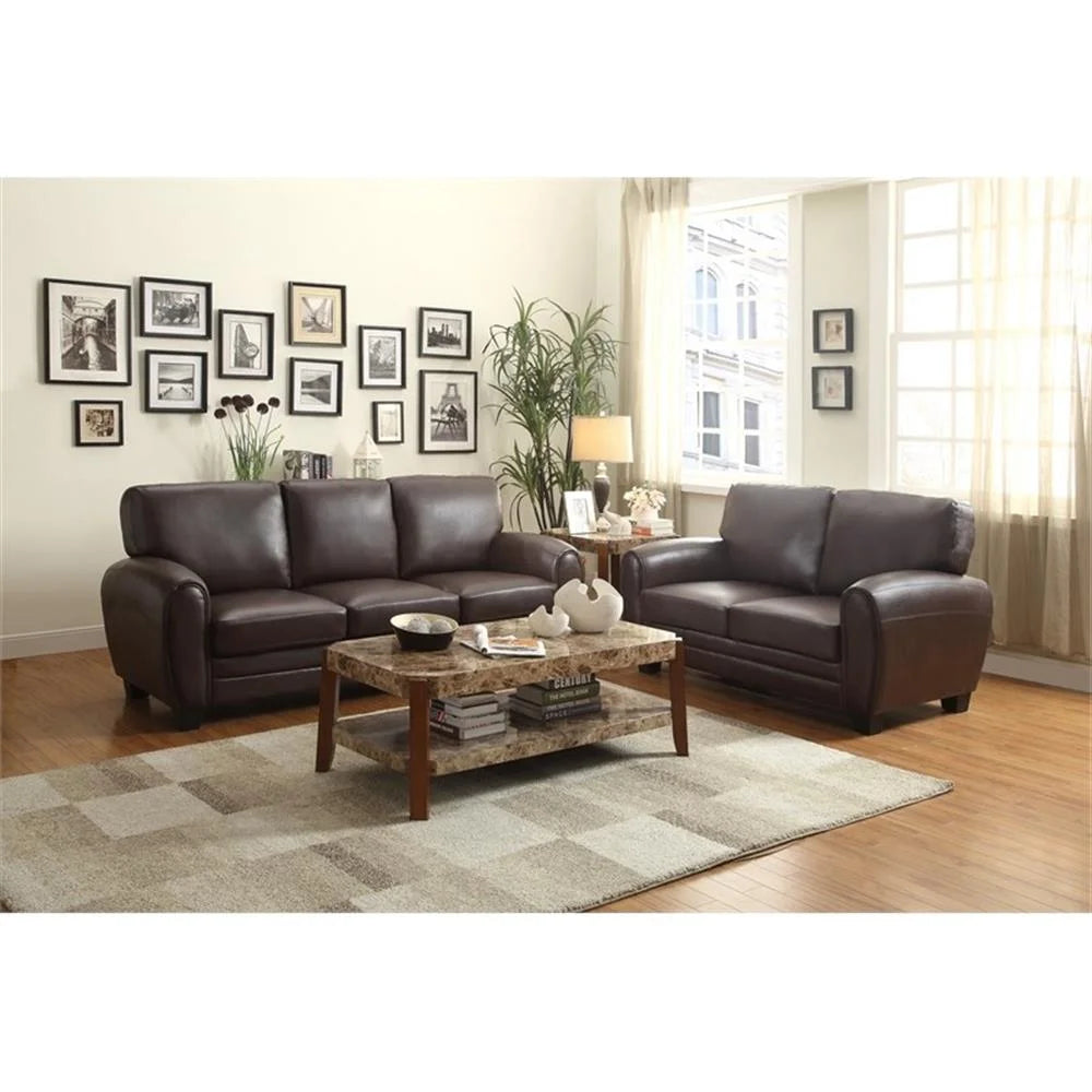 Pemberly Row 19" Contemporary Faux Leather Upholstered Sofa in Black