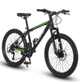 26 Inch Mountain Bike 21 Speed With Dual Disc Brakes High Carbon Steel Frame For Adults All Terrain Commuter Bicycle For Trail Beach City Snow Riding Green