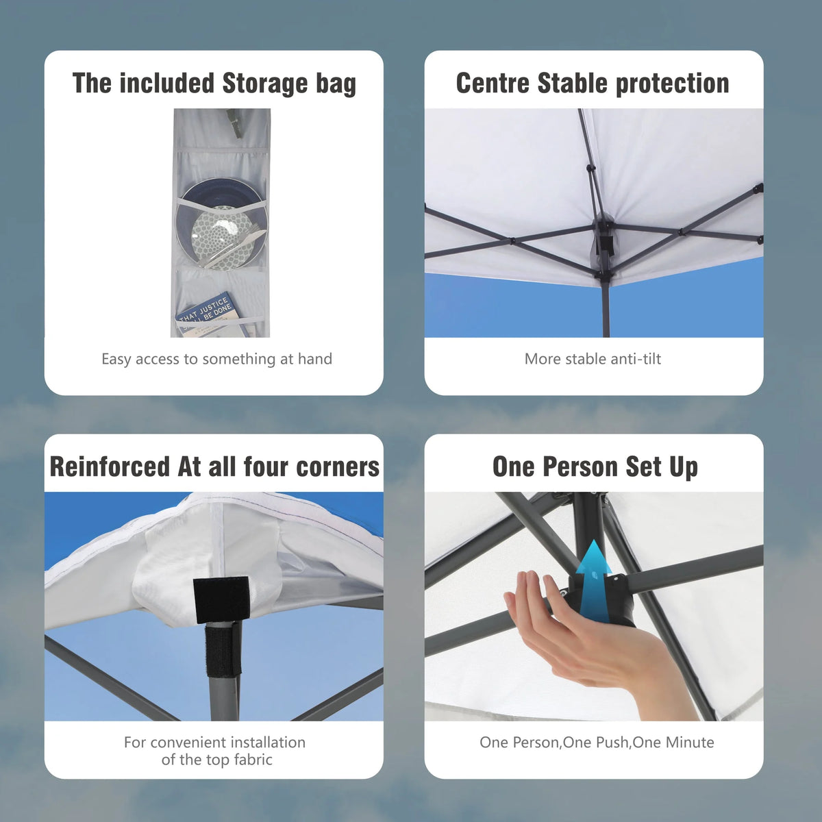 Alpha Joy 10x10ft Pop-up Canopy Instant Outdoor Canopy Tent Portable Straight Leg Shelter with Roller Bag for Outside, Flag