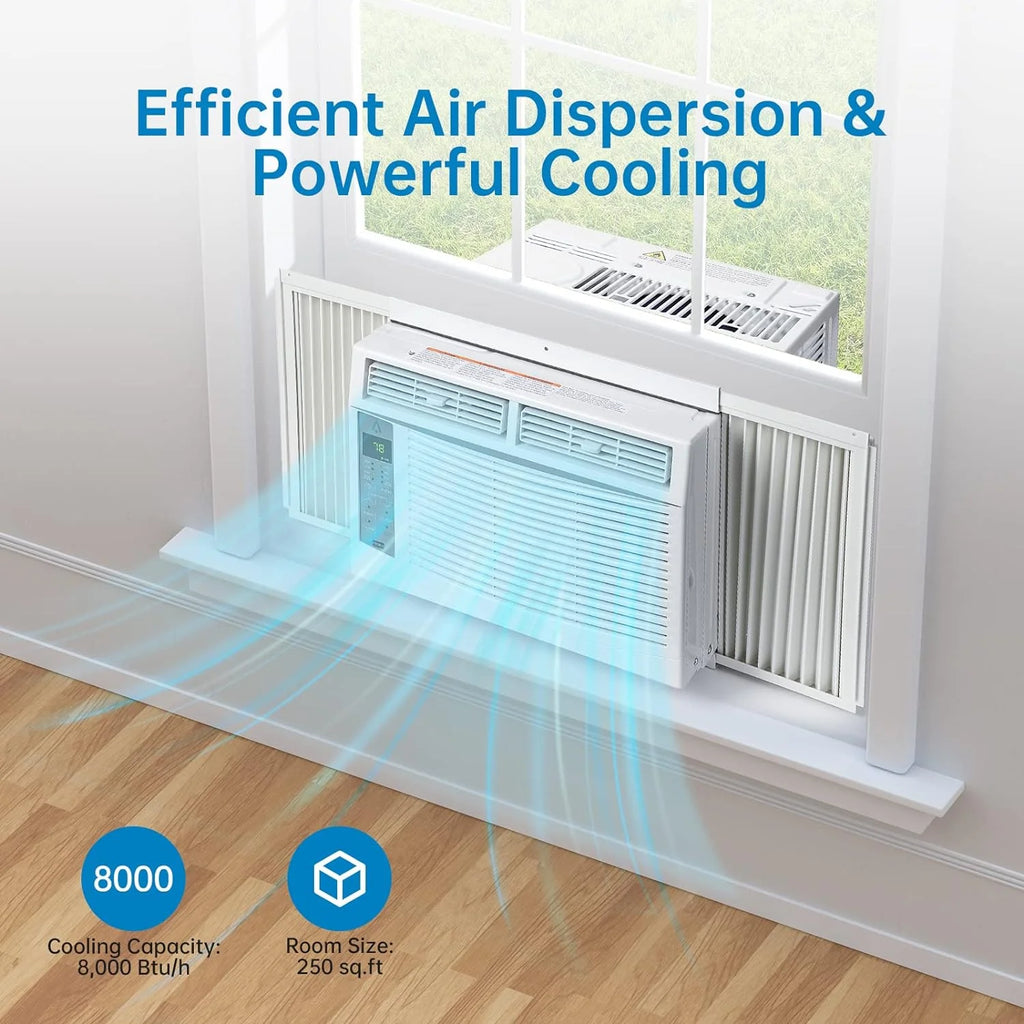 GAOMON 6000 BTU Window Air Conditioner, Cools Up to 350 Sq. Ft, Window AC Unit with Remote, 3 fan speeds, Sleep mode, Auto Restart, 24H Timer Window Air Conditioner, 115V/60Hz, White