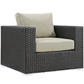 Modern Contemporary Urban Design Outdoor Patio Balcony Lounge Chair, Beige, Rattan