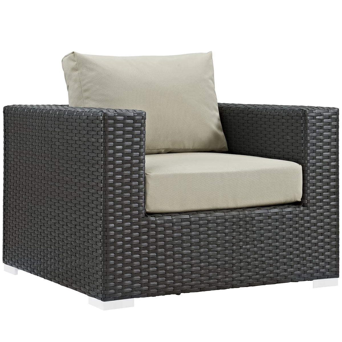 Modern Contemporary Urban Design Outdoor Patio Balcony Lounge Chair, Beige, Rattan