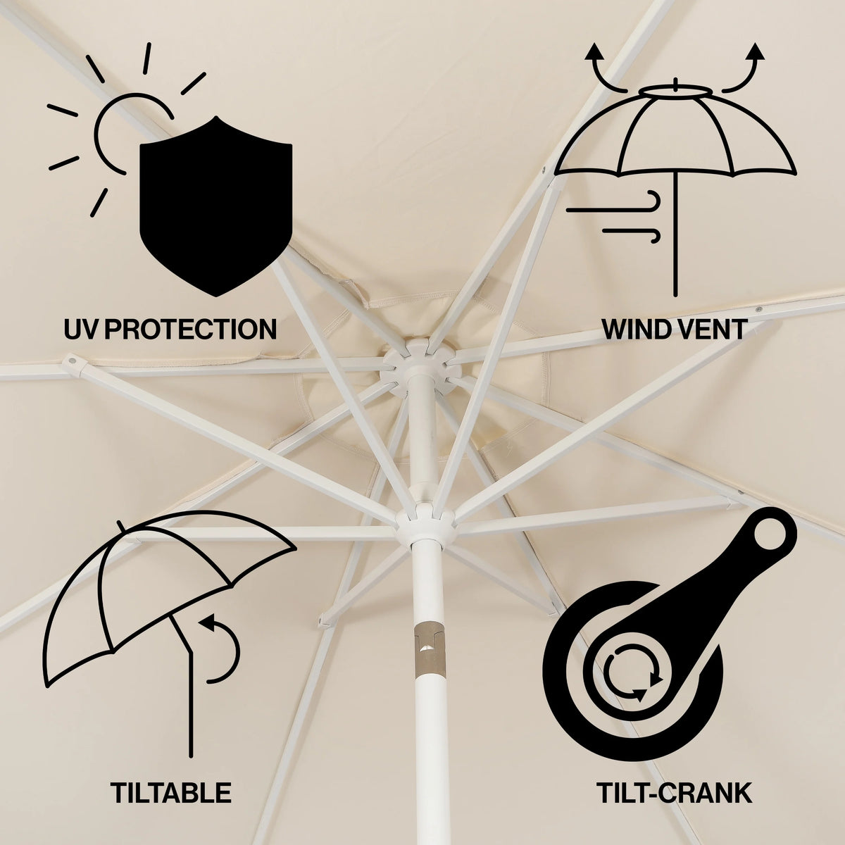 JONATHAN Y Tracy 9 ft. Market Patio Umbrella, Classic Mid-Century Scalloped Fringe, with Auto-Tilt Crank, Wind Vent and UV Protection, Coral Pink/White, Dark Brown Pole