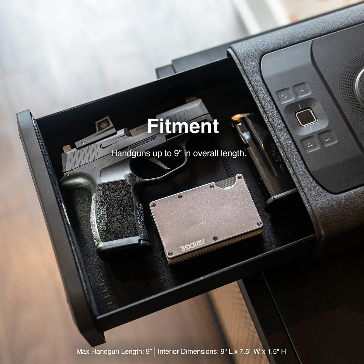Vaultek? DS2i Smart Station Full-Size Modern Quick Access Safe with Biometric Scanner, Rugged Construction, Auto-Open Drawer, Mountable, Anti-Theft Protection, & Wireless Charging Pad