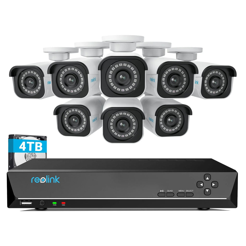 Reolink 4K 8CH Outdoor PoE Camera System,4Pcs 8MP Video Security Camera Smart Person/Vehicle Motion Detection,24/7 Recording