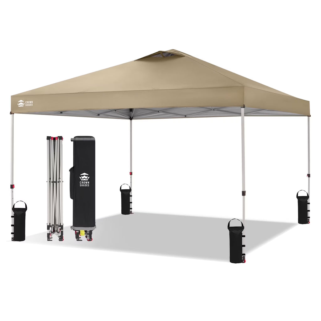CROWN SHADES 8x8 Pop Up Canopy with One Push Setup Easy Outdoor Sun Shade for Events Parties Camping Forest Green