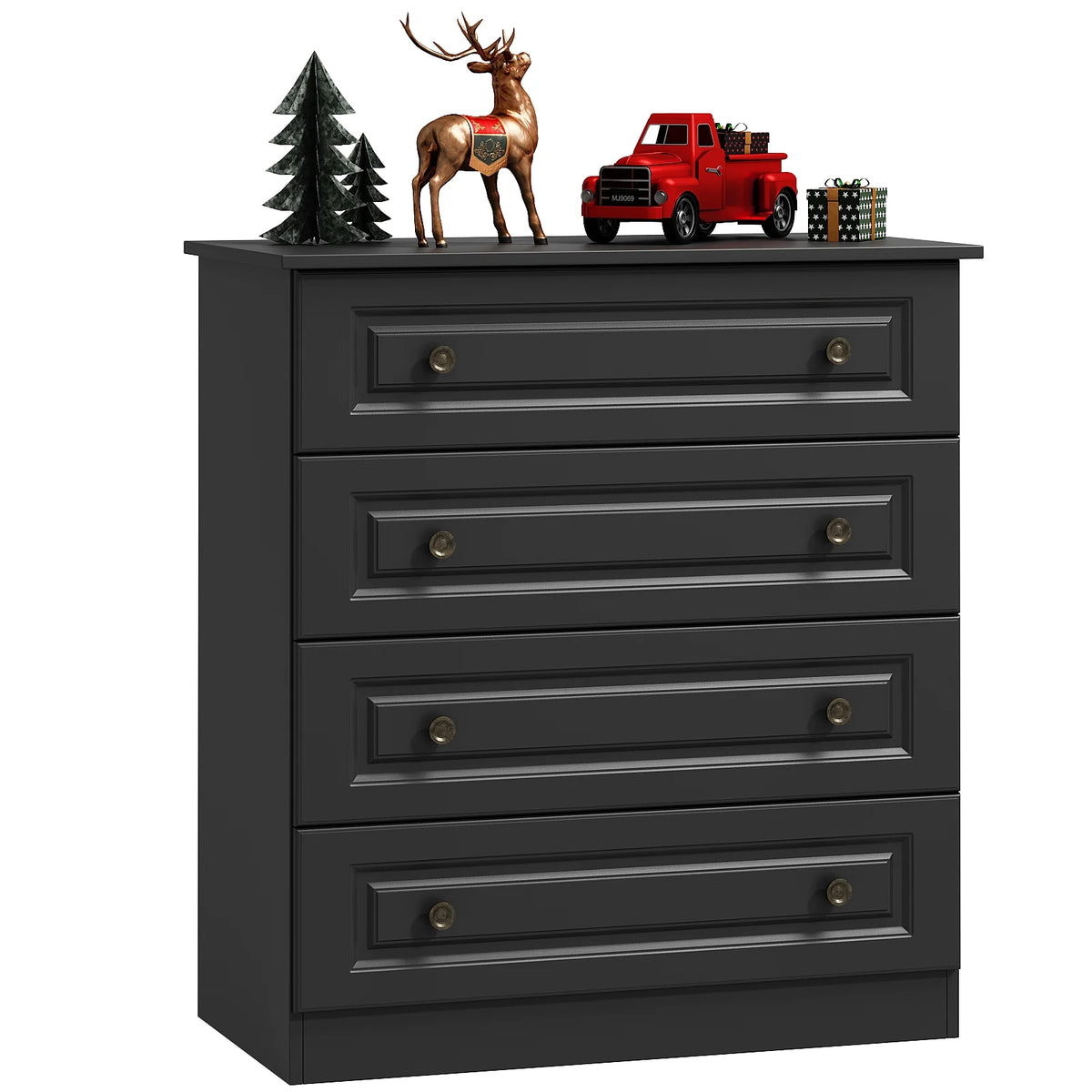 IDEALSOUL Dresser, Black Dresser Tall dresser with Large Storage Space, 4 Drawer Dresser for Bedroom, Hallway, Entryway