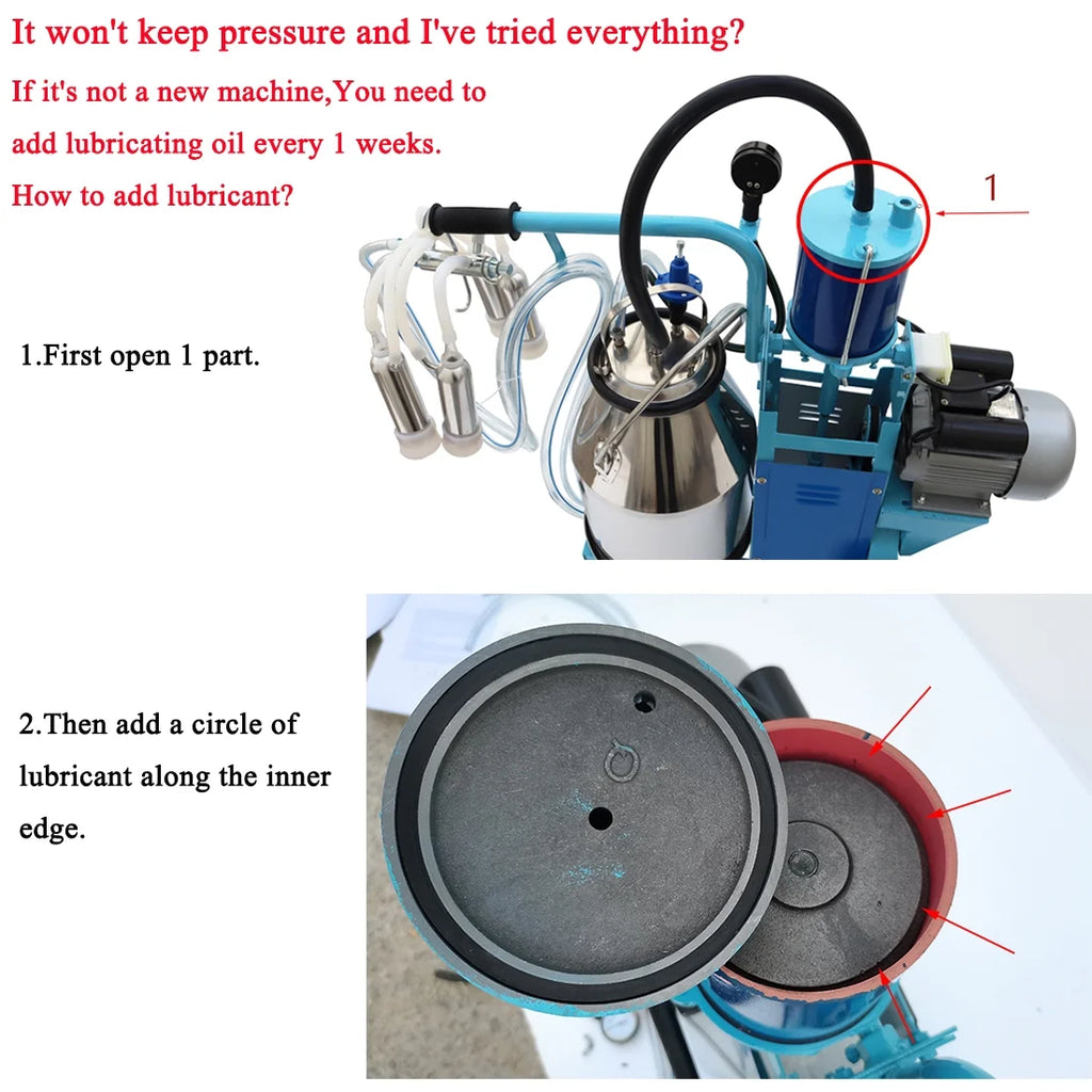 INTBUYING Electric Cow and Goat Piston Milking Machine with 25L Stainless Steel Bucket