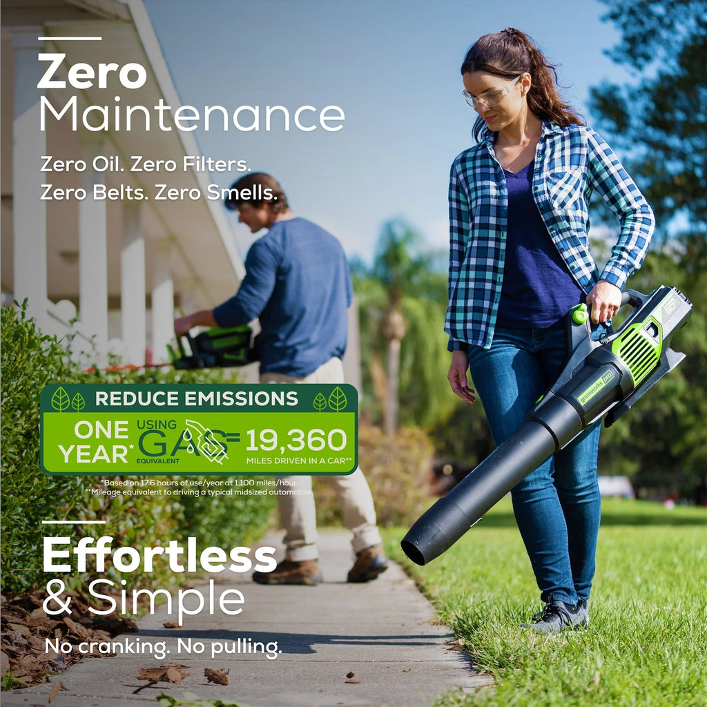 Greenworks 60V 610 CFM Cordless Brushless Leaf Blower with 2.5Ah Battery & Rapid Charger