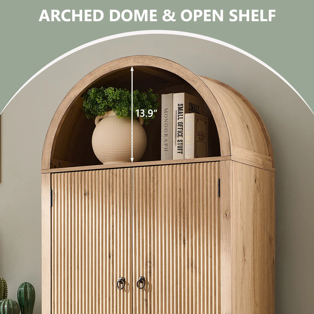 IFGET 71" Tall Arched Kitchen Pantry Storage Cabinet, Large Storage Cabinet with Adjustable Shelves, Pantry Cabinet for Kitchen, Dining Room