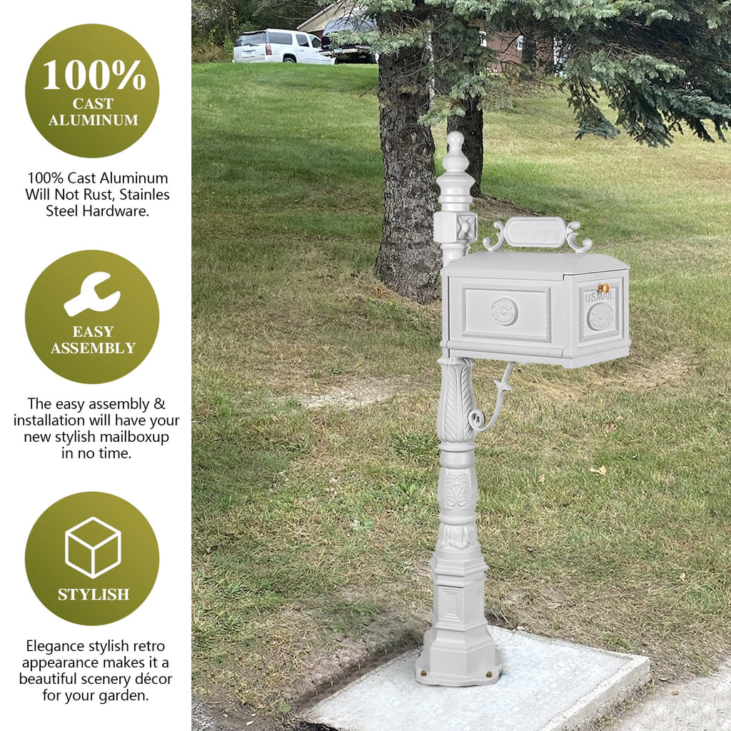 Betisef Large Cast Aluminum Mailbox Barcelona Decorative Post Mail Box Combination Stratford Heavy Duty