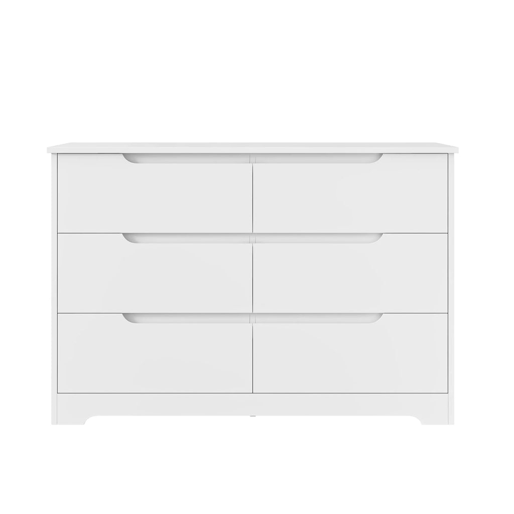 Homfa 6 Drawer White Dresser for Bedroom, Modern Chest of Drawers Wood Storage Cabinet for Living Room Nursery Kitchen Office