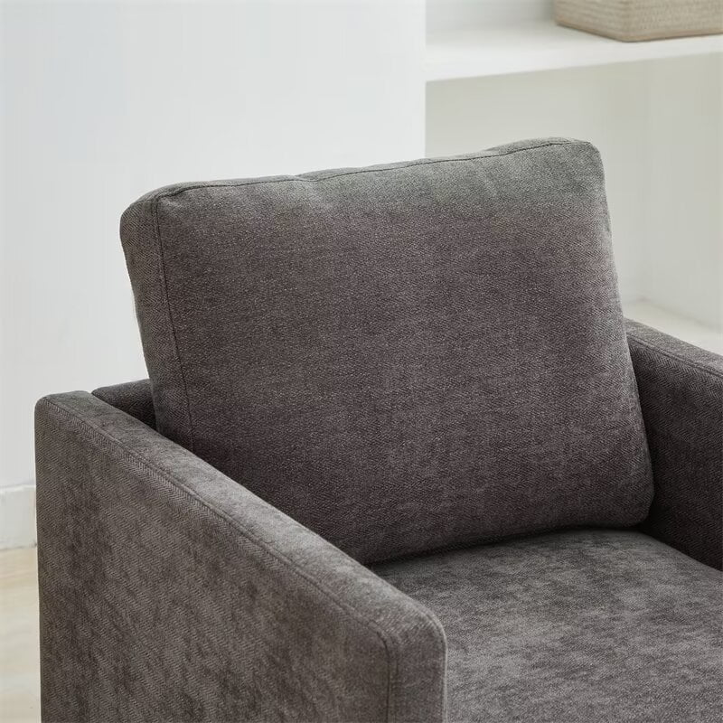 Swivel Accent Chair, Modern Chenille Upholstered Lounge Chair Armchair with 360 Degree Swiveling Base, Leisure Club Chair Comfy Accent Single Sofa Chair for Nursery Bedroom Living Room, Taupe