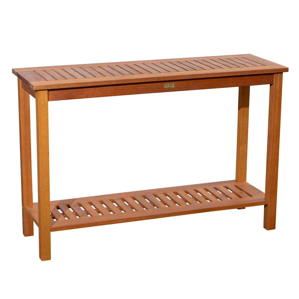 DTY  Outdoor Living Longs Peak Eucalyptus Console Table Silver Gray