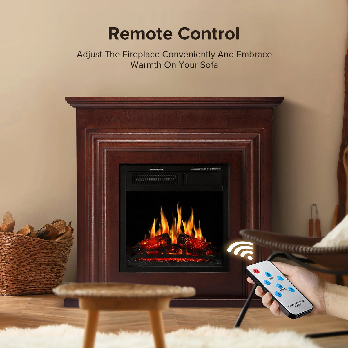 Electactic Electric Fireplace, Free Standing Fireplace, with Remote Control, Adjustable LED Flame, 750W/1500W -��White��