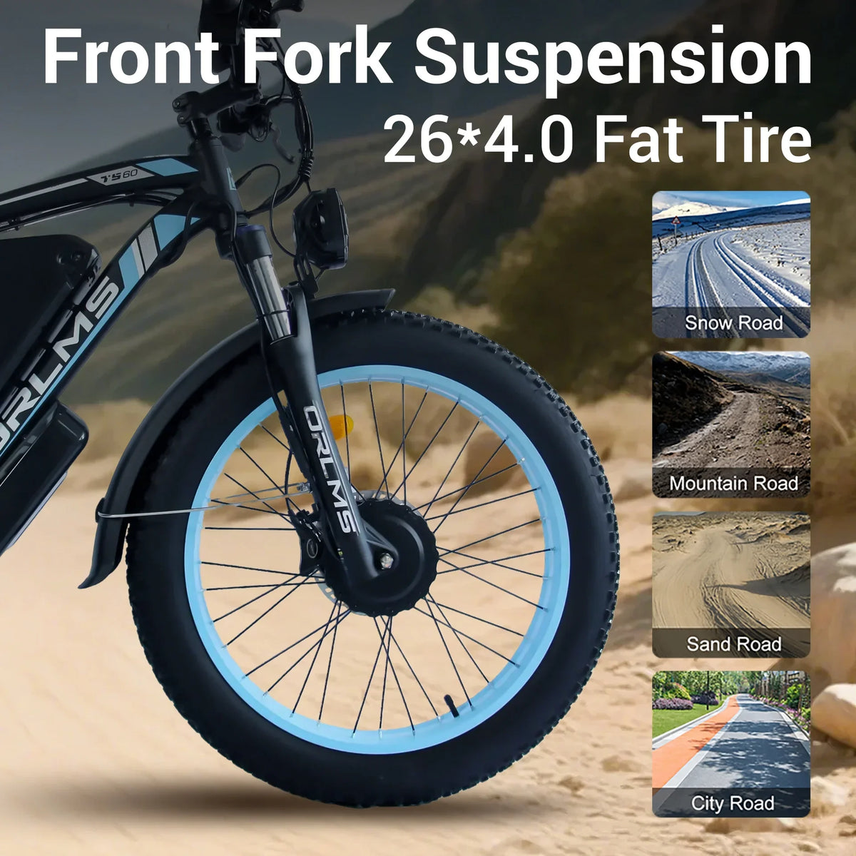 60V 25AH Battery Electric Bike for Adults,5000W Peak Dual Motor Ebike,AWD 21-Speed 50MPH Mountain Snow E-Bike with 26" x 4.0 Fat Tire, Long Range Mountain Dirt Bike for Off-Road Snow Sand