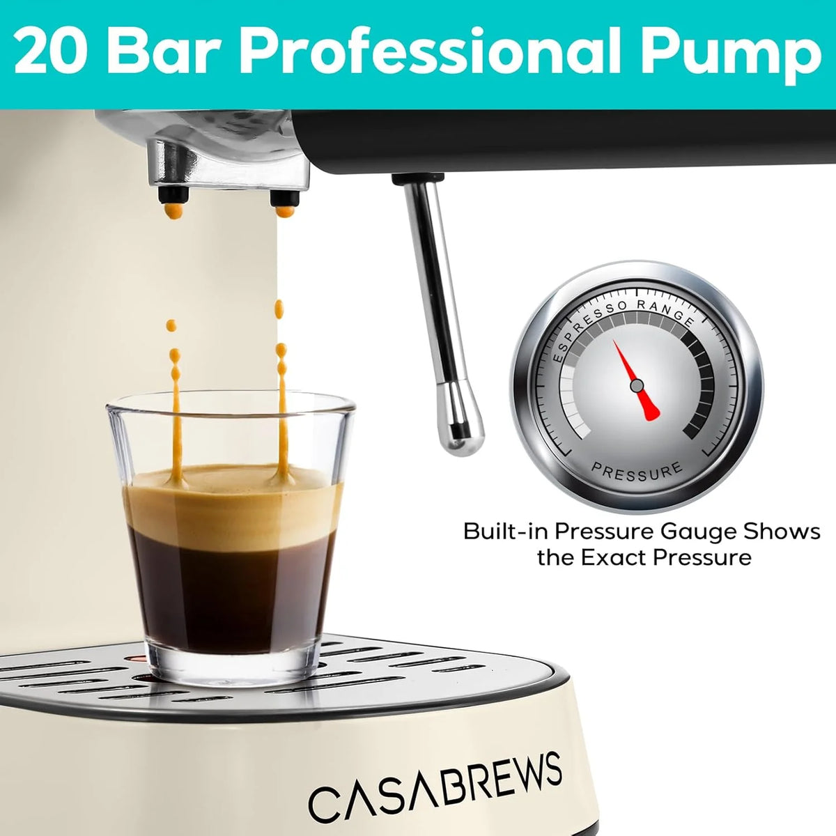 CASABREWS CM5418 20-Bar Espresso Machine and Coffee Maker, Silver