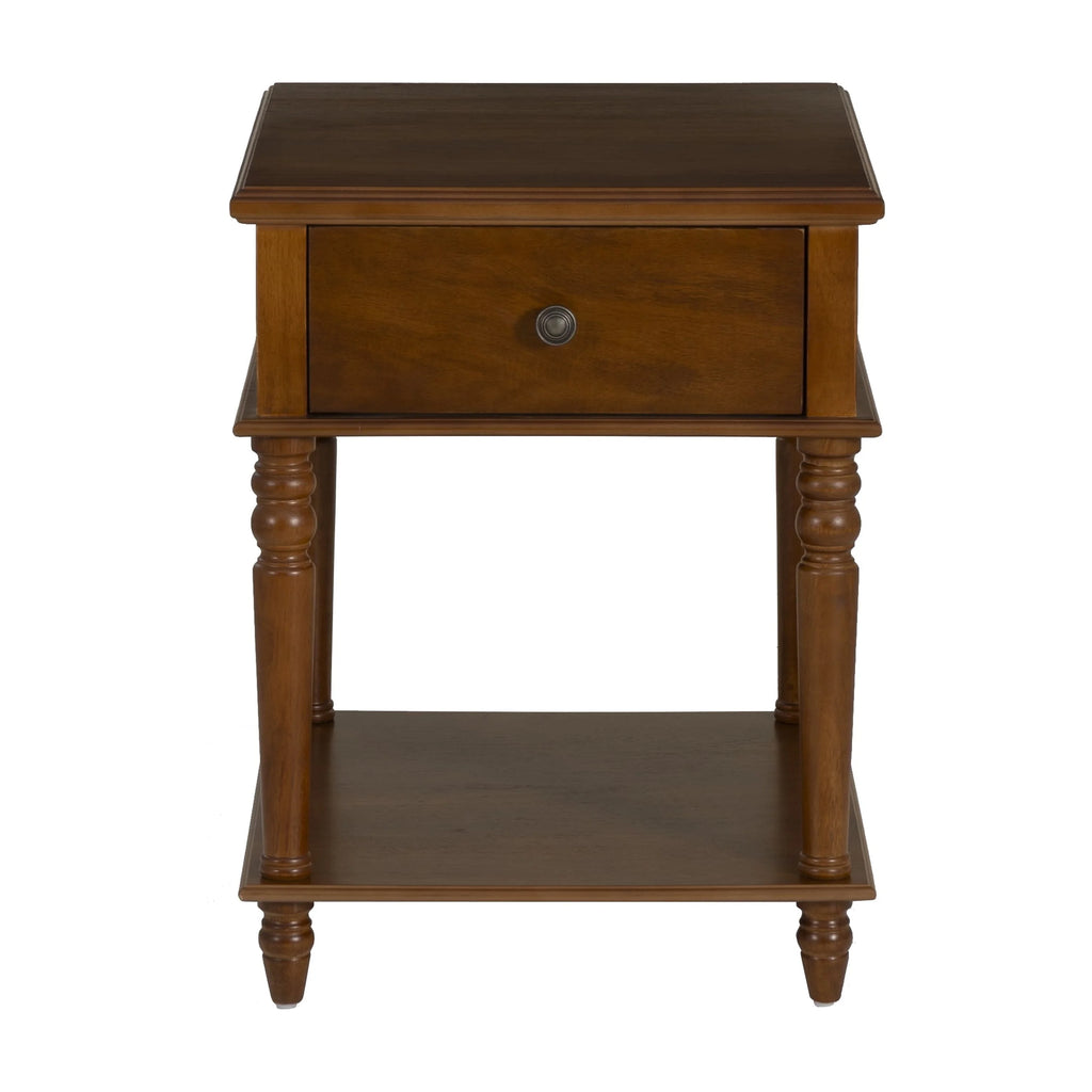 Powell McGhie Single Drawer Indoor End Table with Shelf, 26" Tall, Natural