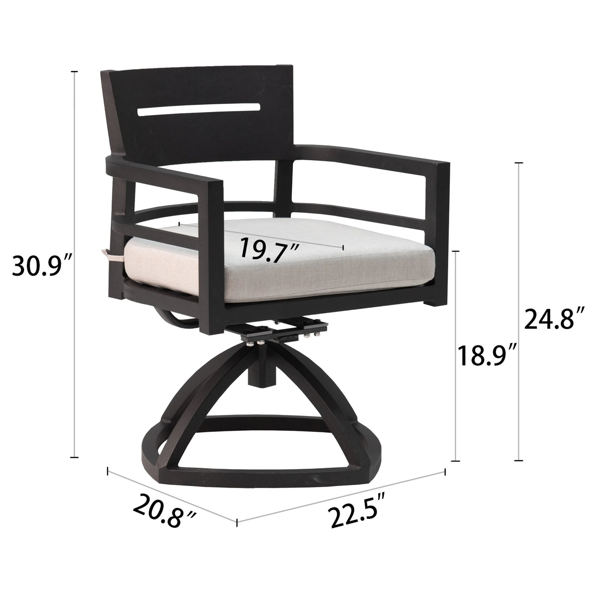 Outdoor Patio K/D Aluminum Stationary Dining Chairs 2PCS with Outdoor-grade Sunbrella Fabric Cushions, Branch-Like Backrest ,FSC-Certified Wood Armrests, Bourbon Brown