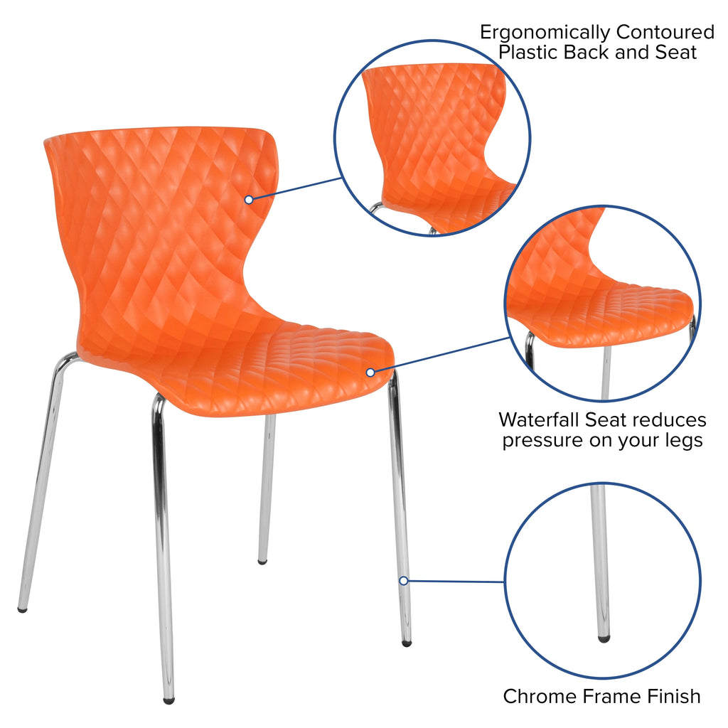 Flash Furniture 4 Pack Lowell Contemporary Design Orange Plastic Stack Chair