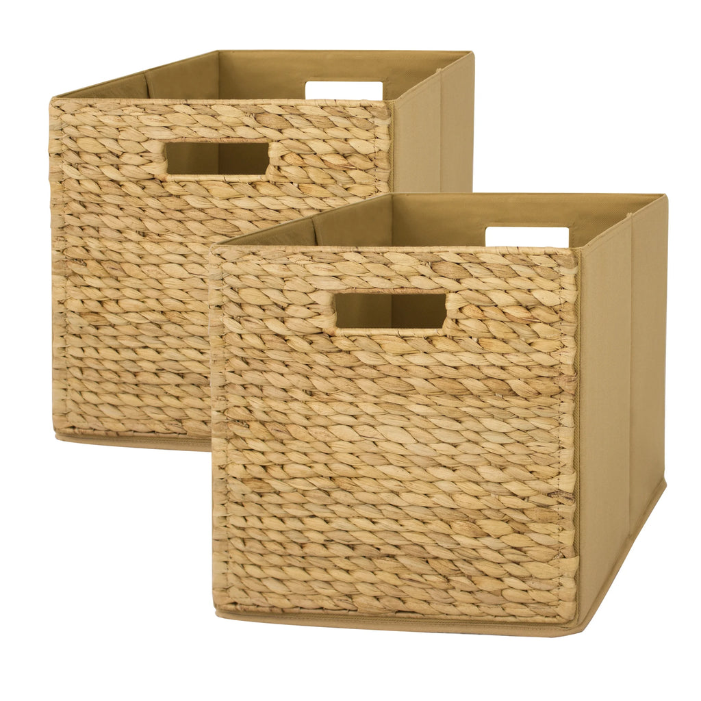 Better Homes & Gardens 8 Cube Storage Organizer and Better Homes & Gardens Fabric Cube Storage Bins (12.75" x 12.75"), Water Hyacinth, 2 Pack