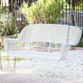 Jeco White Resin Wicker Porch Swing