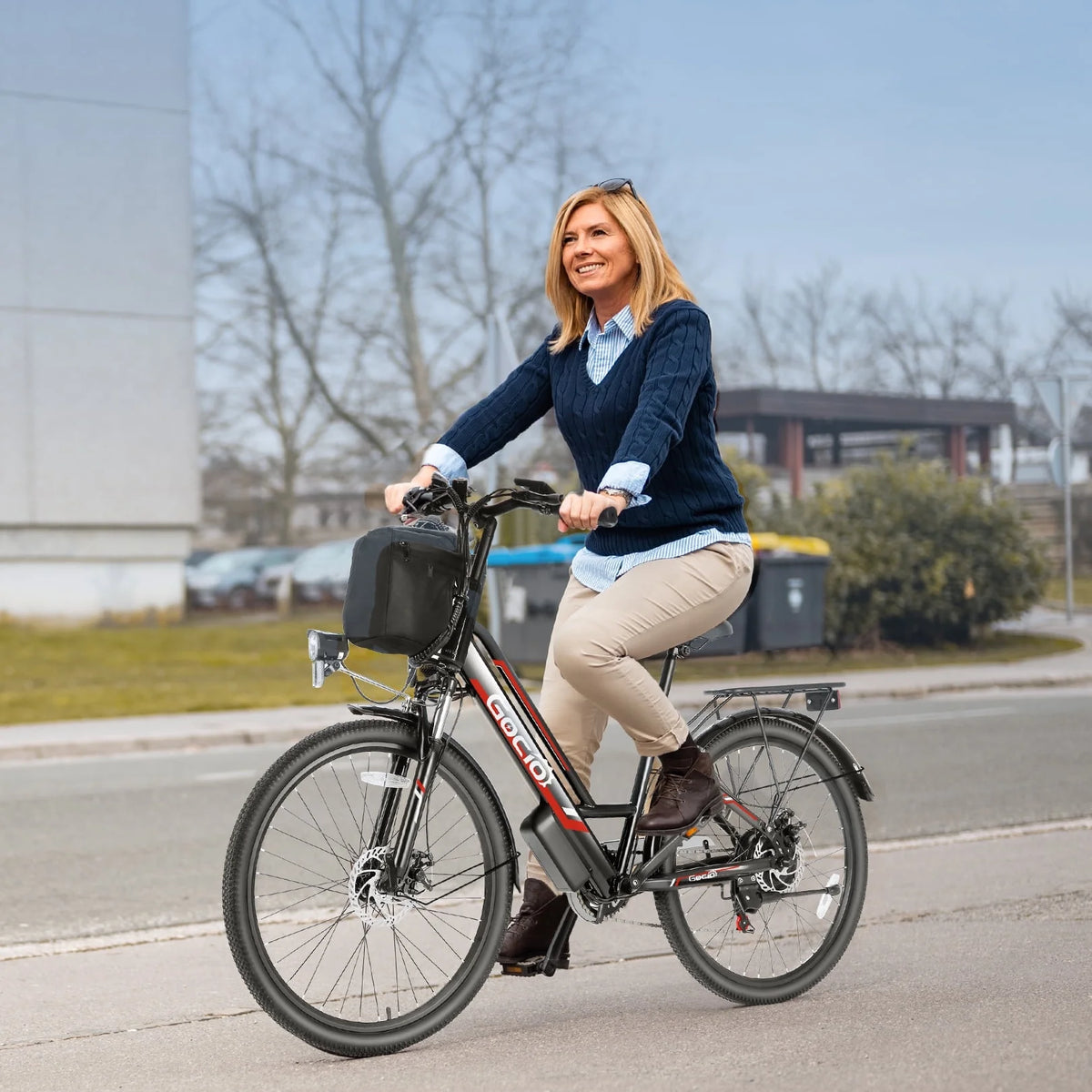 Gocio 26" Electric Bike for Adults, 500W Electric Cruiser Bike, 48V/7.8Ah Removable Battery, 7 Speed, City Commuting E-bike, UL2849