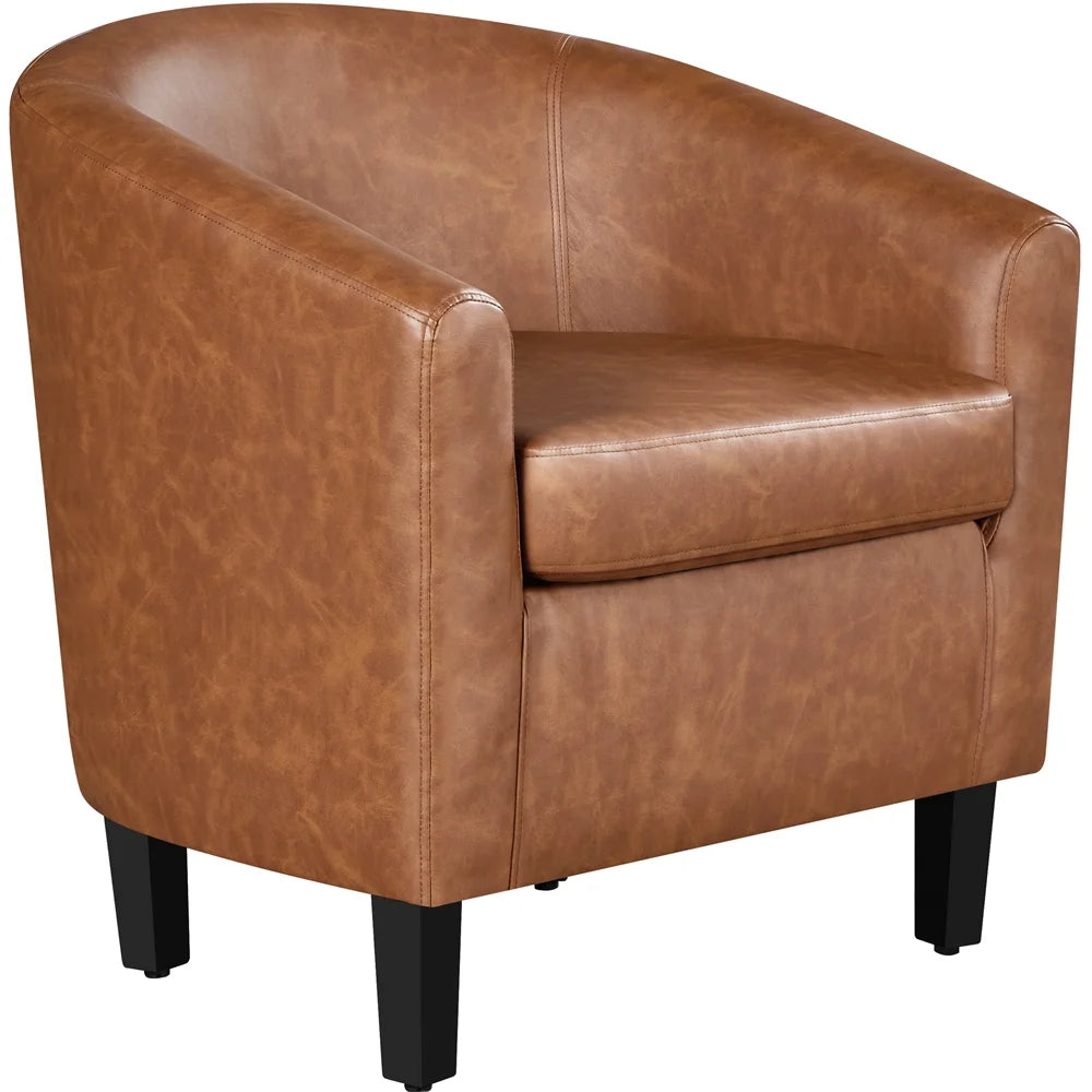 Yaheetech Faux Leather Accent Arm Chair For Living Room, Black