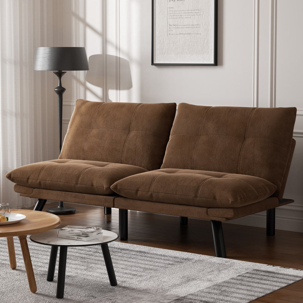 PAPROOS Convertible Sofa Bed, Folding Futon Sofa Bed, Upholstered Sofa Bed Couch, Loveseat Sleeper Sofa for Small Space, Apartment, Living Room, Cream