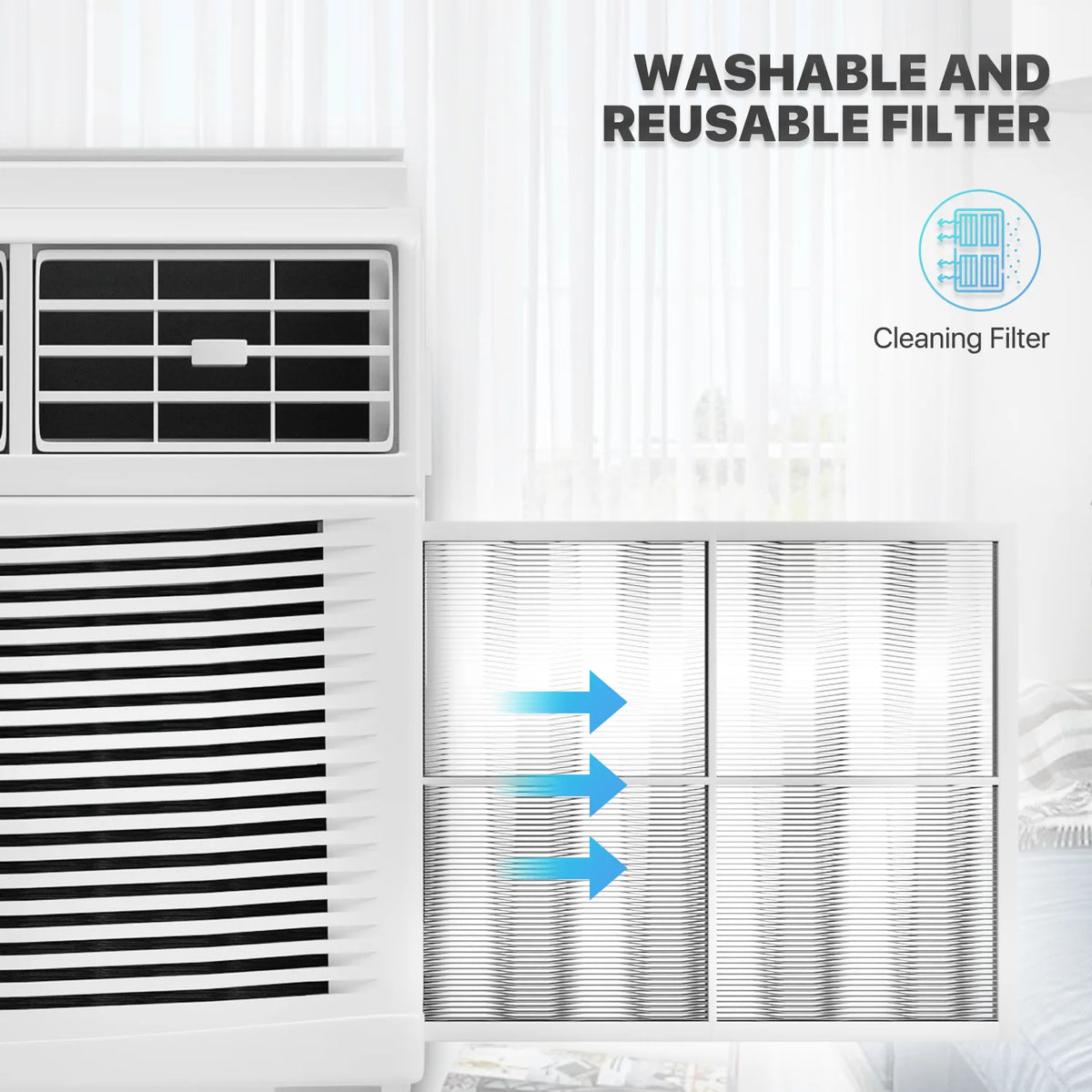 mollie 12,000 BTU 115V Window Air Conditioner, Cools Rooms up to 450 Sq.Ft., Window AC Unit with Remote Control, 24H-Timer and 3 Fan Speeds, White