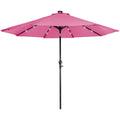 Northlight 9ft Solar Lighted Outdoor Patio Market Umbrella with Hand Crank and Tilt, Pink