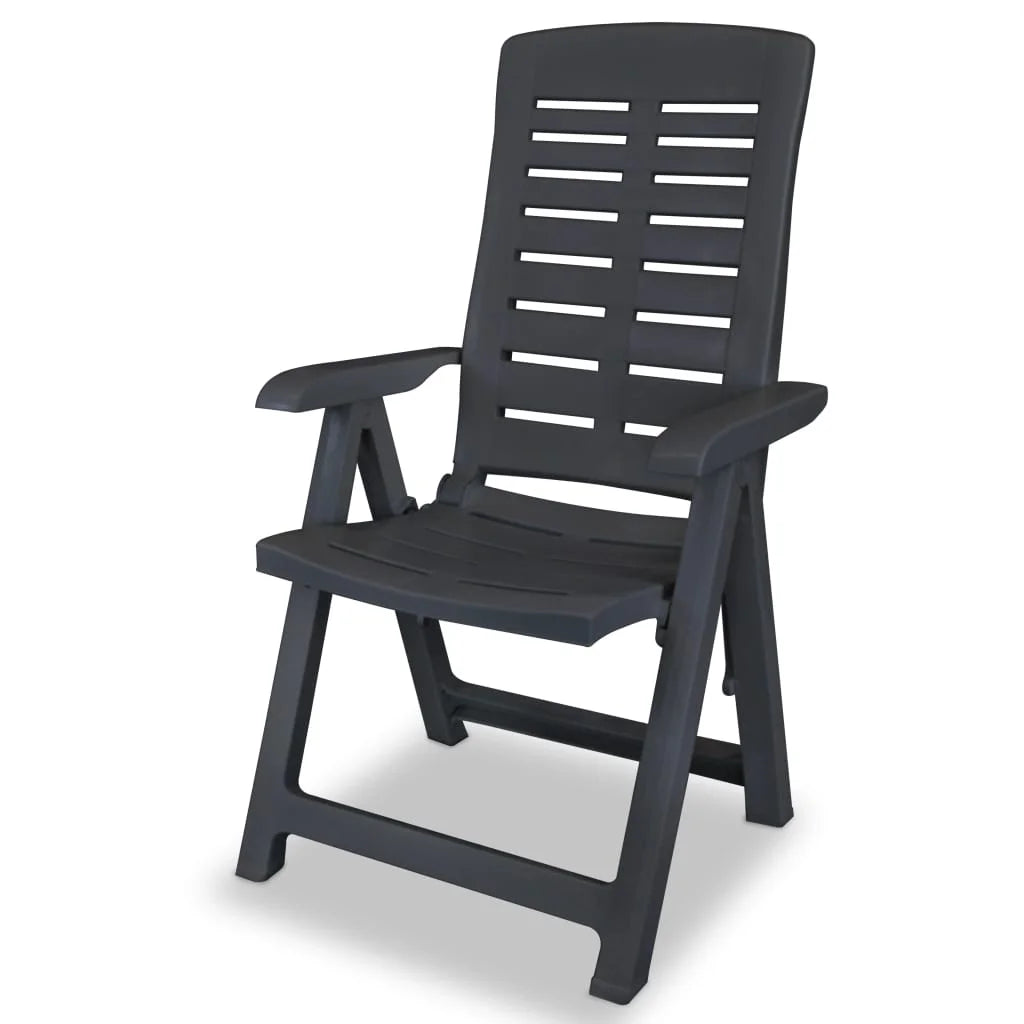 vidaXL Reclining Patio Chairs Outdoor Stack Dining Chair with Armrest Plastic