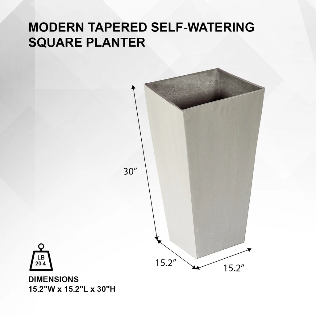 XBrand Modern 30-Inch Tall Square Planter, Modern Tapered Planter Perfect for Indoor & Outdoor Planter, Patio Décor, Black