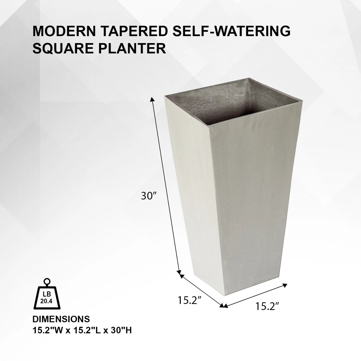XBrand Modern 30-Inch Tall Square Planter, Modern Tapered Planter Perfect for Indoor & Outdoor Planter, Patio Décor, Black