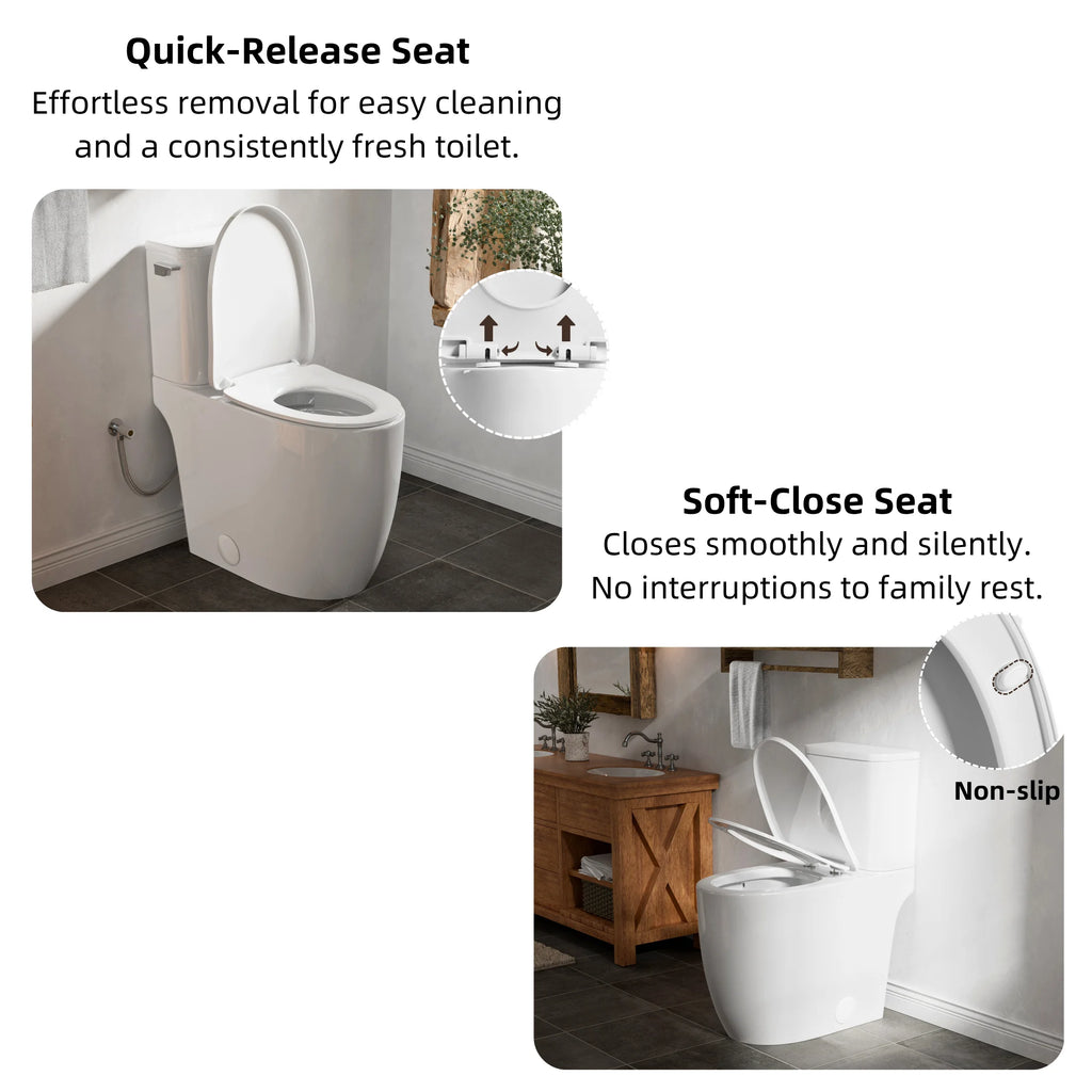 Los Flexi 21" Extra Tall Toilet for Seniors, ADA Compliant Two-Piece Skirted Toilet with Cyclone Flush, Elongated Bowl, Soft-Close Seat, Chrome Lever, 1.28 GPF, 12" Rough-In