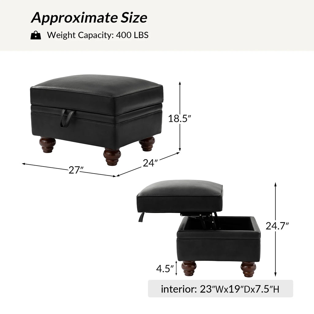 36'' Wide Blue Round Large Ottoman Tufted Coffee Table with Storage Wood Legs Home Living Room