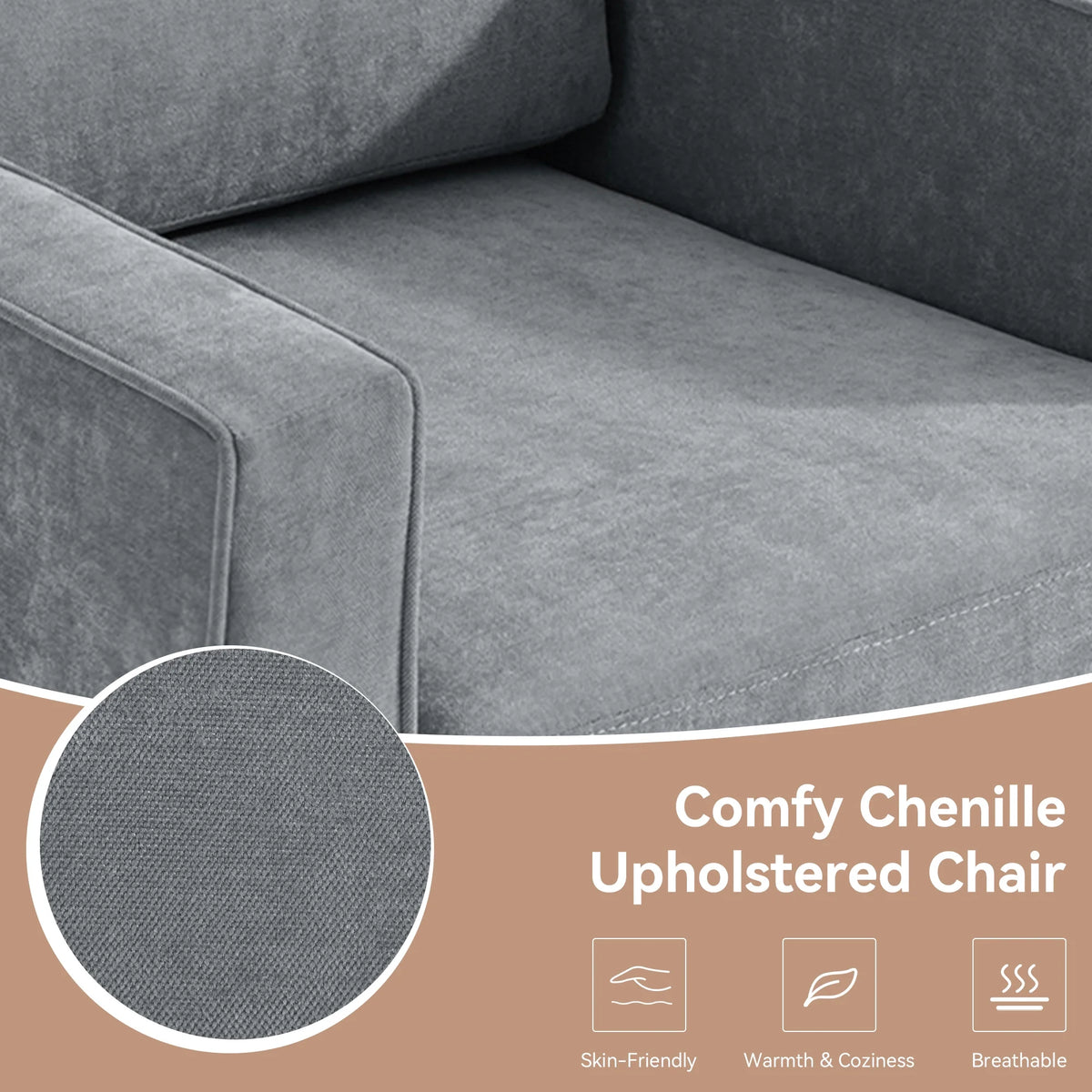 Swivel Accent Chair for Living Room, Modern Upholstered Barrel Arm Chair with Plump Back Pillow, Comfy Club Sofa Reading Chair for Adults (Chenille Navy, Set of 1)