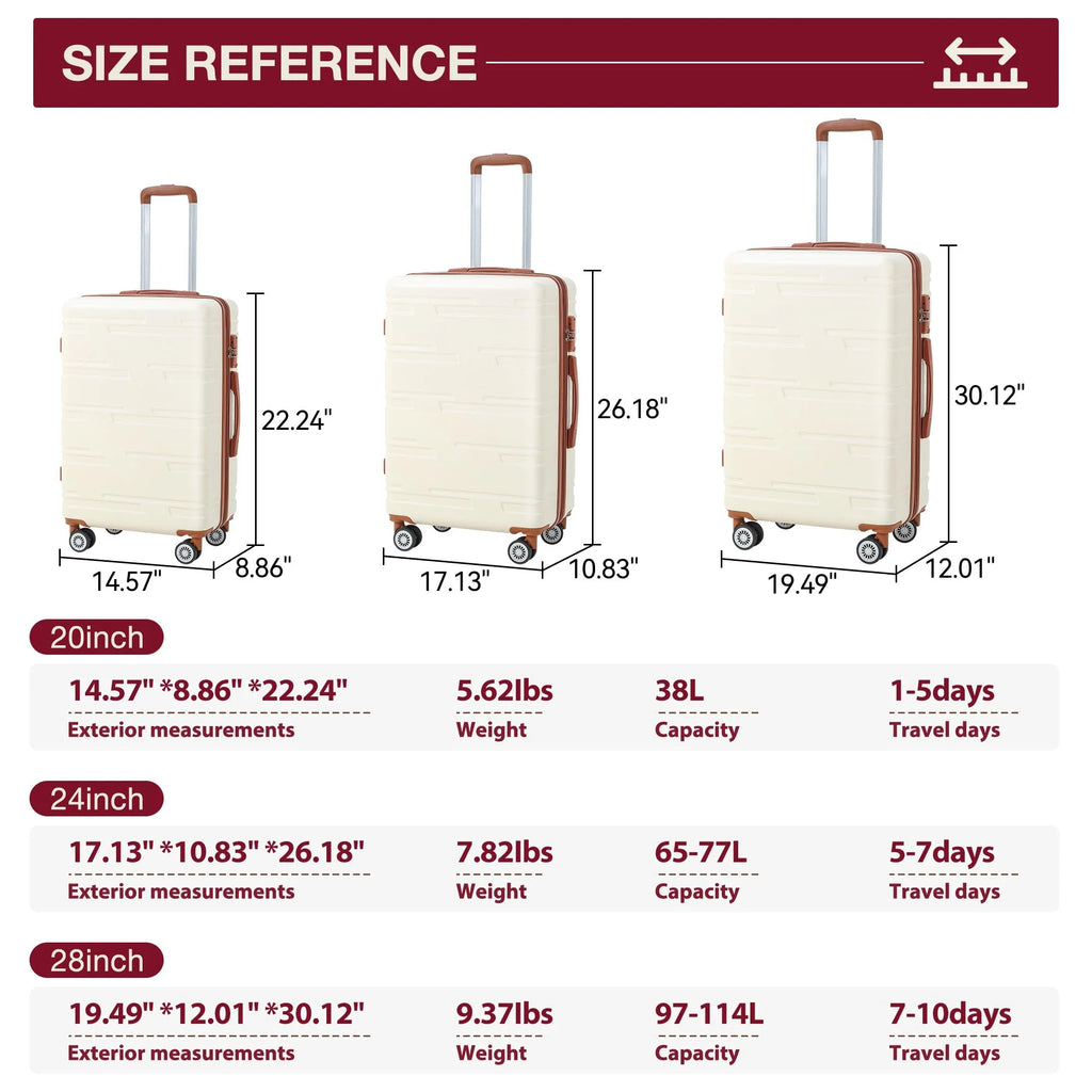 TROPOW Luggage Setss,Suitcases with Wheels,Luggage Expandable Suitcase 3 Piece Sets, Luggage Sets of 3 Piece Suitcase with Spinner Wheels, Hardshell Luggage 3 Piece Sets(20"/24"/28")