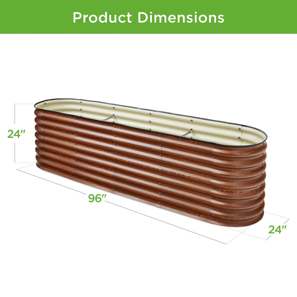 Best Choice Products 8x2x2ft Metal Raised Garden Bed, Oval Outdoor Planter Box w/ 4 Support Bars - Charcoal