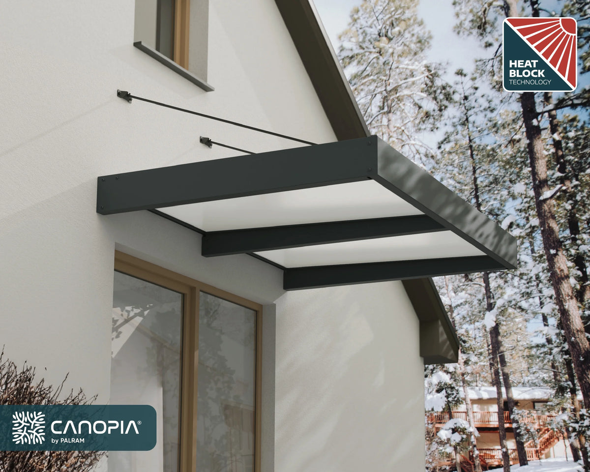 Palram - Canopia Sophia XL 2000 6' x 5' Acrylic Awning - Gray/Mist