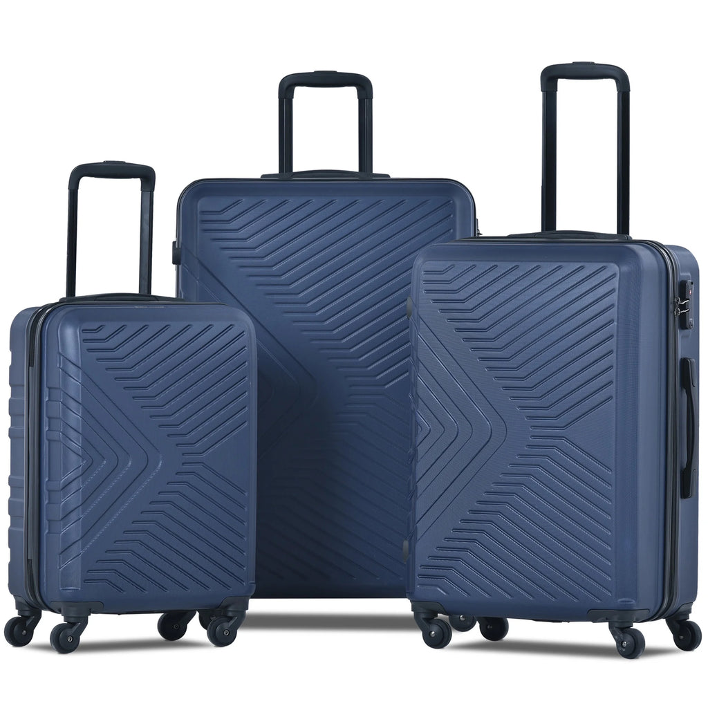 3 Piece Navy Luggage Travel Set, 20" 24" 28" Carry on Luggage with Spinner Wheels, Lightweight Hard Case Luggage Travel Suitcase Christmas Gifts for Business Trip Holiday Travel Cruise