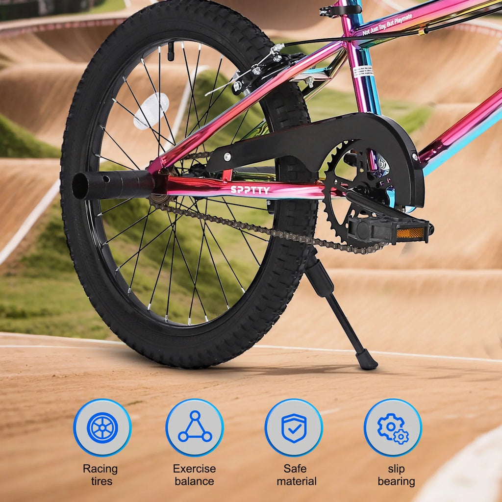 SPPTTY 20" Freestyle BMX Bike with 4 Pegs,Kids Bicycle for Teen Beginner, Age 7-14 Years,Multicolor