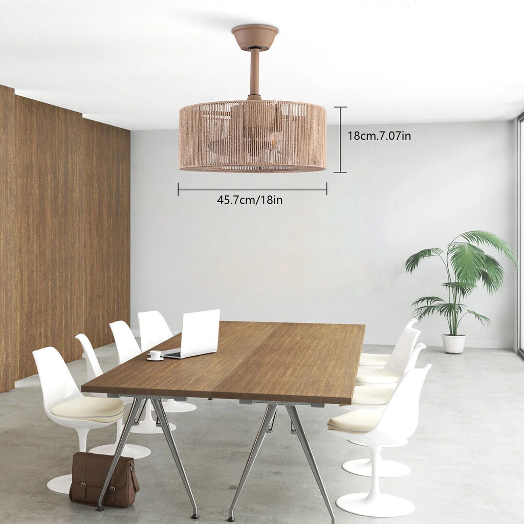 Caged Ceiling Fan Light 6 Speeds Living Room Chandelier Hanging Lamp with Remote