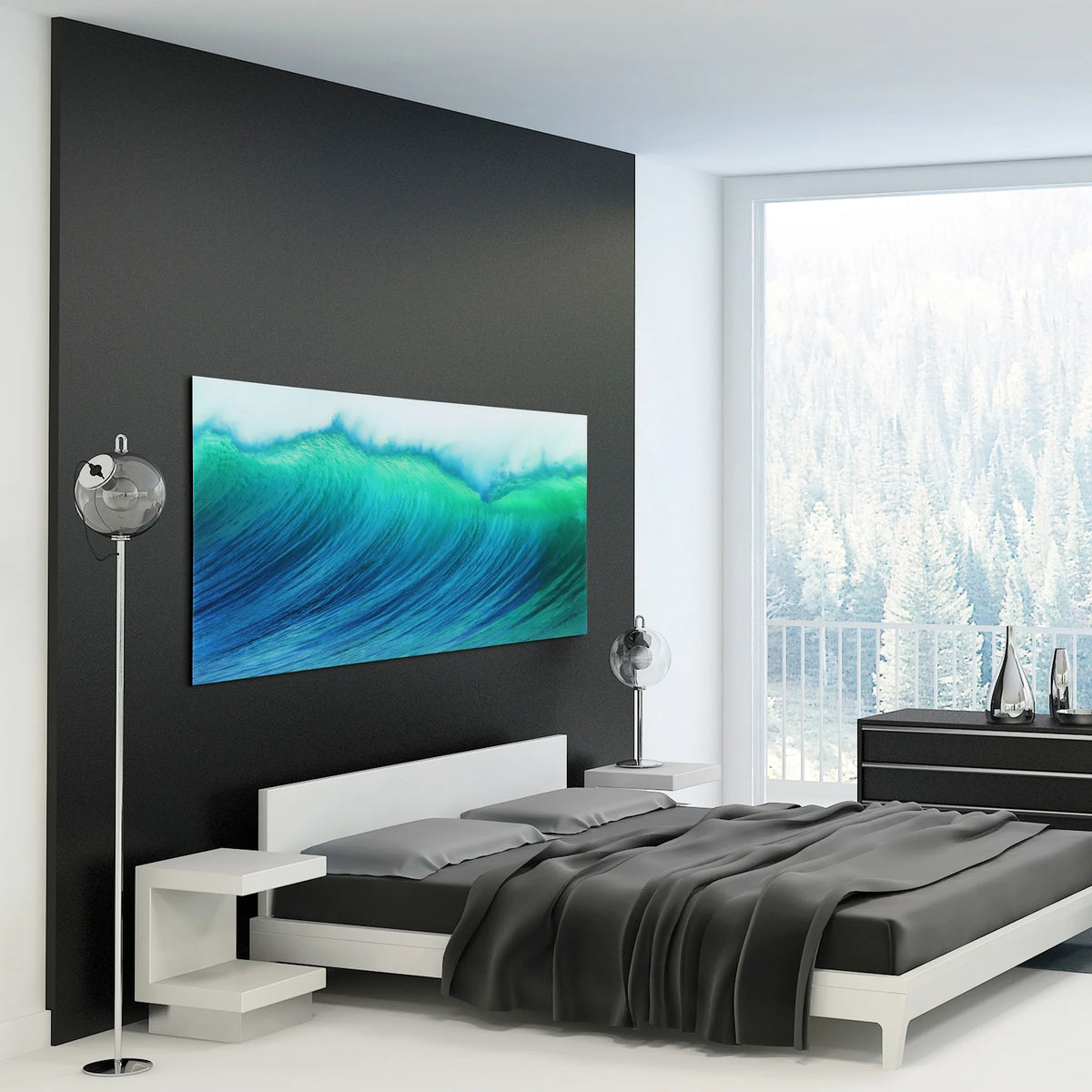 Empire Art Direct Blue Splash Frameless Free Floating Tempered Glass Panel Graphic Wall Art, 72" x 36", Ready to Hang