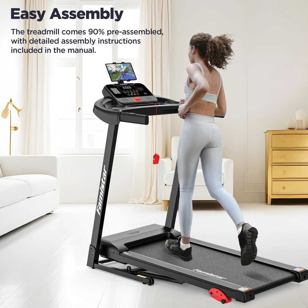 Treadmill 300 LB Capacity for Home with Incline, Folding Electric Running Walking Treadmill, Portable Treadmill for Home Use, 7.5 MPH, Smart Apps, 64+7 Programs, Bluetooth Speakers